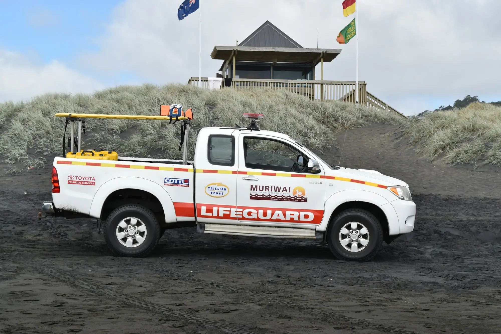 White work ute parked on a site